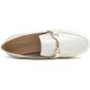 image:imageFEVERSOLE Womens Fashion Daily Comfort Soft Penny Loafer Office Work FlatsWhite Vegan Leather Golden Buckle