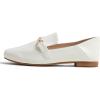 image:imageFEVERSOLE Womens Fashion Daily Comfort Soft Penny Loafer Office Work FlatsWhite Vegan Leather Golden Buckle