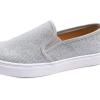 image:imageFEVERSOLE Womens Fashion Shiny Soft Slip On Sneaker Sparkle Casual Comfort LoafersSilver Lurex