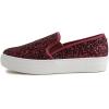 image:imageFEVERSOLE Womens Fashion Slip On Sneaker Casual Platform LoafersPlatform Burgundy Glitter
