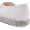 image:imageFEVERSOLE Womens Fashion SlipOn Sneaker Casual Platform Loafers White Silver Rhinestone Shoes Size 85 M US