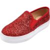image:imageFEVERSOLE Womens Fashion SlipOn Sneaker Loafers Red 7 M US Bound with No Show Socks Women Ankle Low Cut Thin Socks 3 Colors 6 Pairs