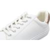 image:imageFEVERSOLE Womens Featured PU Leather Colorful Lace Up SneakerWhite Napa Rose Gold Patch Laceup