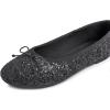 image:imageFEVERSOLE Womens Macaroon Colorful Memory Foam Cushion Insock Patent Ballet FlatGlitter Black