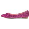 image:imageFEVERSOLE Womens Macaroon Colorful Memory Foam Cushion Insock Patent Ballet FlatGlitter Hot Fuchsia Pointed