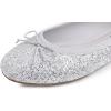 image:imageFEVERSOLE Womens Macaroon Colorful Memory Foam Cushion Insock Patent Ballet FlatGlitter Ice Silver