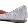 image:imageFEVERSOLE Womens Macaroon Colorful Memory Foam Cushion Insock Patent Ballet FlatGlitter Ice Silver Pointed