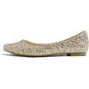 image:imageFEVERSOLE Womens Macaroon Colorful Memory Foam Cushion Insock Patent Ballet FlatGlitter Light Gold Pointed