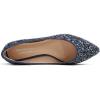 image:imageFEVERSOLE Womens Macaroon Colorful Memory Foam Cushion Insock Patent Ballet FlatGlitter Night Blue Pointed