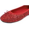 image:imageFEVERSOLE Womens Macaroon Colorful Memory Foam Cushion Insock Patent Ballet FlatGlitter Red