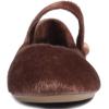 image:imageFEVERSOLE Womens Macaroon Colorful Memory Foam Cushion Insock Patent Ballet FlatMaryjane Brown Plush