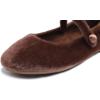 image:imageFEVERSOLE Womens Macaroon Colorful Memory Foam Cushion Insock Patent Ballet FlatMaryjane Brown Plush