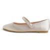 image:imageFEVERSOLE Womens Mary Jane Fashion Round Toe Easy Buckle Slip On FlatsMaryjane Beige Satin