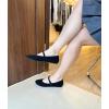 image:imageFEVERSOLE Womens Mary Jane Fashion Round Toe Easy Buckle Slip On FlatsMaryjane Black Corduroy