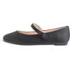 image:imageFEVERSOLE Womens Mary Jane Fashion Round Toe Easy Buckle Slip On FlatsMaryjane Black Satin