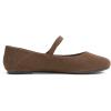 image:imageFEVERSOLE Womens Mary Jane Fashion Round Toe Easy Buckle Slip On FlatsMaryjane Brown Corduroy