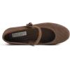 image:imageFEVERSOLE Womens Mary Jane Fashion Round Toe Easy Buckle Slip On FlatsMaryjane Brown Corduroy