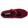 image:imageFEVERSOLE Womens Mary Jane Fashion Round Toe Easy Buckle Slip On FlatsMaryjane Burgundy Velvet Fur Lined