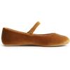 image:imageFEVERSOLE Womens Mary Jane Fashion Round Toe Easy Buckle Slip On FlatsMaryjane Camel Brown Velvet Fur Lined