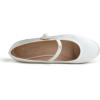 image:imageFEVERSOLE Womens Mary Jane Fashion Round Toe Easy Buckle Slip On FlatsMaryjane White Satin