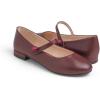 image:imageFEVERSOLE Womens Mary Jane Fashion Round Toe Low Heel Slip On FlatsMaryjane Burgundy Vegan Flat Heel