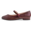 image:imageFEVERSOLE Womens Mary Jane Fashion Round Toe Low Heel Slip On FlatsMaryjane Burgundy Vegan Flat Heel
