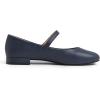 image:imageFEVERSOLE Womens Mary Jane Fashion Round Toe Low Heel Slip On FlatsMaryjane Navy Vegan Flat Heel
