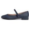 image:imageFEVERSOLE Womens Mary Jane Fashion Round Toe Low Heel Slip On FlatsMaryjane Navy Vegan Flat Heel