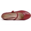 image:imageFEVERSOLE Womens Mary Jane Fashion Round Toe Low Heel Slip On FlatsMaryjane Retro Red Vegan Flat Heel