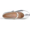 image:imageFEVERSOLE Womens Mary Jane Fashion Round Toe Low Heel Slip On FlatsMaryjane Silver Vegan Flat Heel
