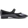 image:imageFEVERSOLE Womens Mary Jane Fashion Square Toe Easy Buckle Low Heel Slip On FlatsSq Maryjane Black Patent Vegan Leather Rhinestone Buckle Low Heel