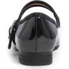 image:imageFEVERSOLE Womens Mary Jane Fashion Square Toe Easy Buckle Low Heel Slip On FlatsSq Maryjane Black Patent Vegan Leather Rhinestone Buckle Low Heel