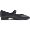 image:imageFEVERSOLE Womens Mary Jane Fashion Square Toe Easy Buckle Low Heel Slip On FlatsSq Maryjane Black Vegan Leather Rhinestone Buckle Low Heel