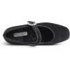 image:imageFEVERSOLE Womens Mary Jane Fashion Square Toe Easy Buckle Low Heel Slip On FlatsSq Maryjane Black Velvet Fur Lined Rhinestone Buckle