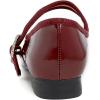 image:imageFEVERSOLE Womens Mary Jane Fashion Square Toe Easy Buckle Low Heel Slip On FlatsSq Maryjane Burgundy Patent Vegan Leather Rhinestone Buckle Low Heel
