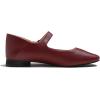 image:imageFEVERSOLE Womens Mary Jane Fashion Square Toe Easy Buckle Low Heel Slip On FlatsSq Maryjane Burgundy Red Vegan Stack Heel