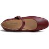 image:imageFEVERSOLE Womens Mary Jane Fashion Square Toe Easy Buckle Low Heel Slip On FlatsSq Maryjane Burgundy Red Vegan Stack Heel