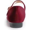 image:imageFEVERSOLE Womens Mary Jane Fashion Square Toe Easy Buckle Low Heel Slip On FlatsSq Maryjane Burgundy Red Velvet Stack Heel