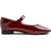 image:imageFEVERSOLE Womens Mary Jane Fashion Square Toe Easy Buckle Low Heel Slip On FlatsSq Maryjane Burgundy Vegan Patent Stack Heel