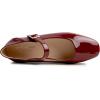 image:imageFEVERSOLE Womens Mary Jane Fashion Square Toe Easy Buckle Low Heel Slip On FlatsSq Maryjane Burgundy Vegan Patent Stack Heel