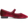 image:imageFEVERSOLE Womens Mary Jane Fashion Square Toe Easy Buckle Low Heel Slip On FlatsSq Maryjane Burgundy Velvet Rhinestone Buckle Stack Heel