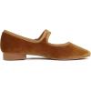 image:imageFEVERSOLE Womens Mary Jane Fashion Square Toe Easy Buckle Low Heel Slip On FlatsSq Maryjane Camel Brown Velvet Rhinestone Buckle Stack Heel