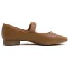 image:imageFEVERSOLE Womens Mary Jane Fashion Square Toe Easy Buckle Low Heel Slip On FlatsSq Maryjane Camel Vegan Leather Rhinestone Buckle Low Heel