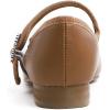image:imageFEVERSOLE Womens Mary Jane Fashion Square Toe Easy Buckle Low Heel Slip On FlatsSq Maryjane Camel Vegan Leather Rhinestone Buckle Low Heel