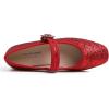 image:imageFEVERSOLE Womens Mary Jane Fashion Square Toe Easy Buckle Low Heel Slip On FlatsSq Maryjane Red Glitter Rhinestone Buckle Low Heel