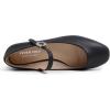 image:imageFEVERSOLE Womens Mary Jane Fashion Square Toe Easy Buckle Slip On FlatsSq Maryjane Black Vegan Leather Flat