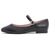 image:imageFEVERSOLE Womens Mary Jane Fashion Square Toe Easy Buckle Slip On FlatsSq Maryjane Black Vegan Leather Flat