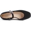 image:imageFEVERSOLE Womens Mary Jane Fashion Square Toe Easy Buckle Slip On FlatsSq Maryjane Black Velvet Flat