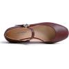 image:imageFEVERSOLE Womens Mary Jane Fashion Square Toe Easy Buckle Slip On FlatsSq Maryjane Burgundy Vegan Leather Flat
