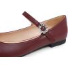 image:imageFEVERSOLE Womens Mary Jane Fashion Square Toe Easy Buckle Slip On FlatsSq Maryjane Burgundy Vegan Leather Flat